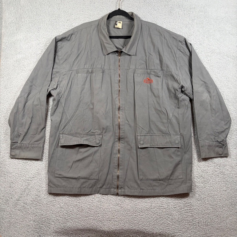 State Property Mens 3XL Gray Zip Up Jacket ST8 Utility Workwear Pockets Y2K